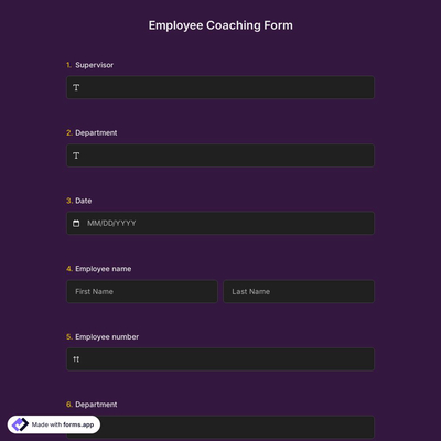 Employee Coaching Form Template