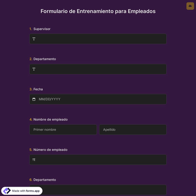 Plantilla de Formulario de Entrenamiento para Empleados