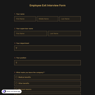 Employee Exit Interview Form Template