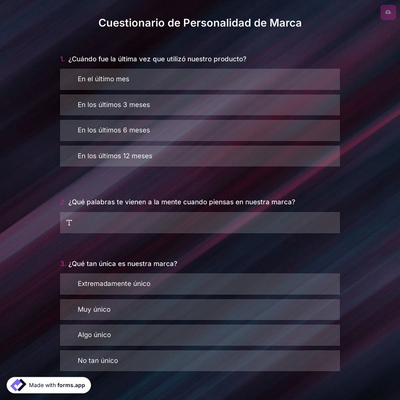 Plantilla de Cuestionario de Personalidad de Marca