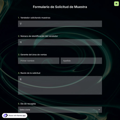 Plantilla de Formulario de Solicitud de Muestra