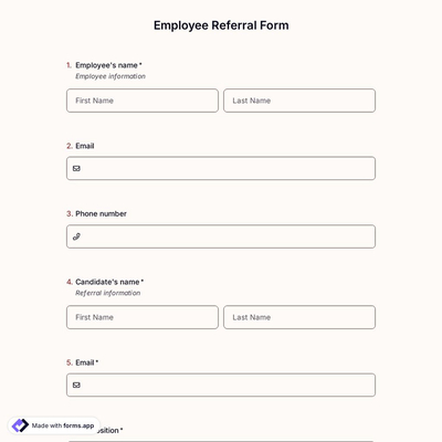 Employee Referral Form Template