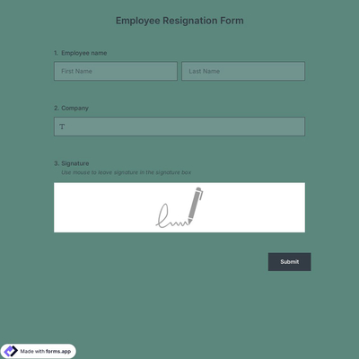 Employee Resignation Form Template