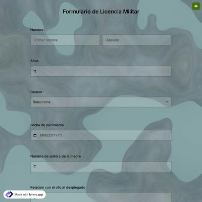 Plantilla de Formulario de Licencia Militar