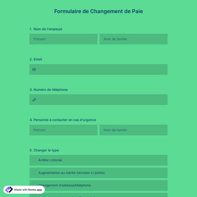 Formulaire de Changement de Paie
