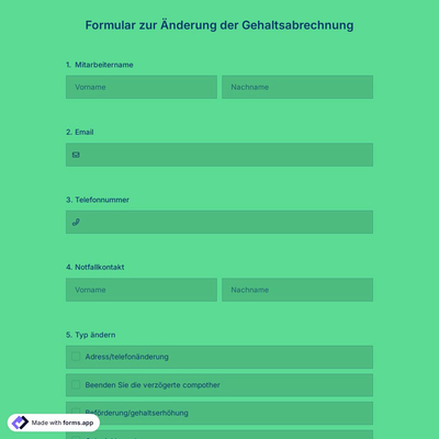 Formular zur Änderung der Gehaltsabrechnung
