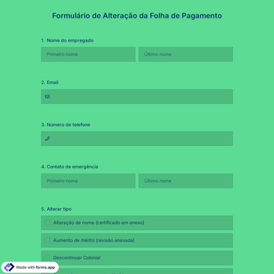 Formulário de Alteração da Folha de Pagamento
