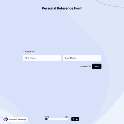 Personal Reference Form Template
