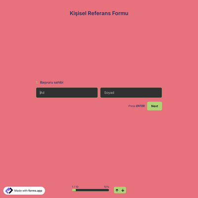 Kişisel Referans Formu Şablonu