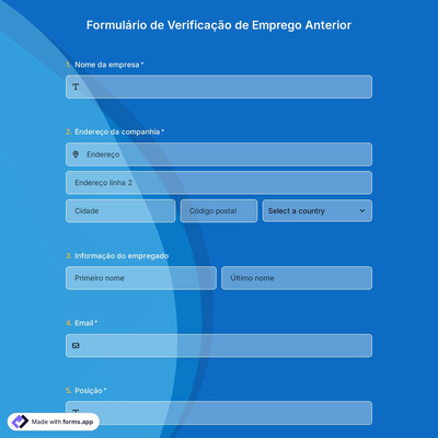 Formulário de Verificação de Emprego Anterior