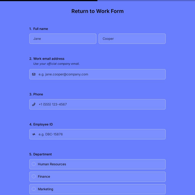 Return to Work Form Template