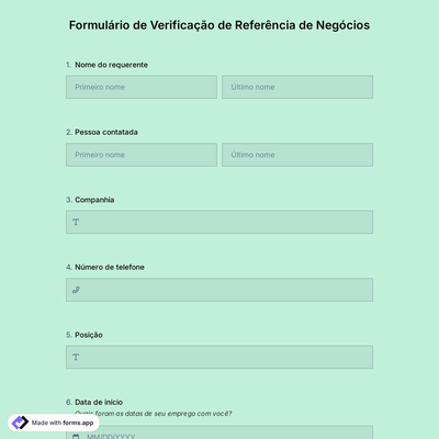 Formulário de Verificação de Referência de Negócios