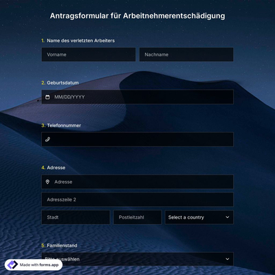 Antragsformular für Arbeitnehmerentschädigung