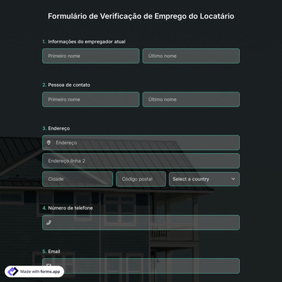 Formulário de Verificação de Emprego do Locatário
