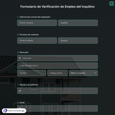Plantilla de Formulario de Verificación de Empleo del Inquilino