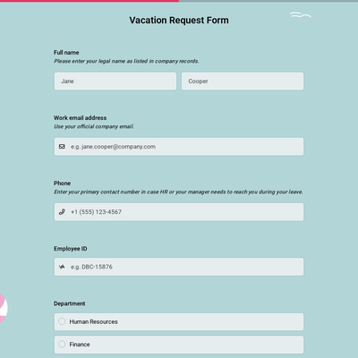 Vacation Request Form Template