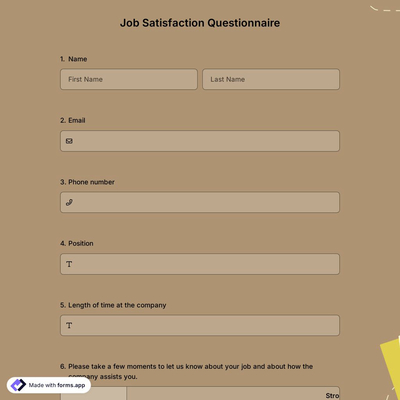 Job Satisfaction Questionnaire Template