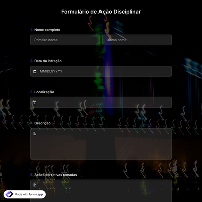 Formulário de Ação Disciplinar