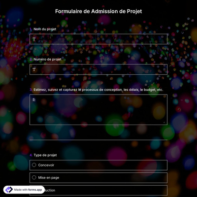 Formulaire de Admission de Projet