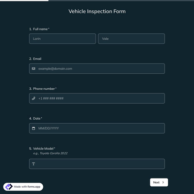 Vehicle Inspection Form Template