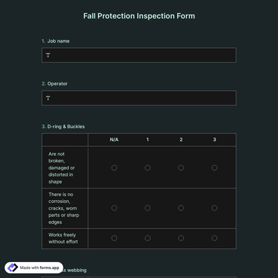Fall Protection Inspection Form Template