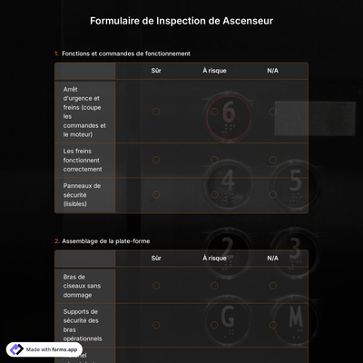 Formulaire de Inspection de Ascenseur