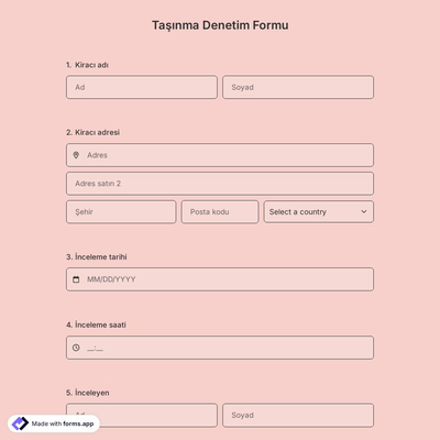 Taşınma Denetim Formu Şablonu