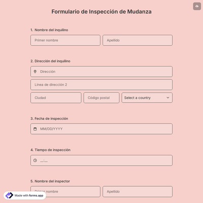 Plantilla de Formulario de Inspección de Mudanza