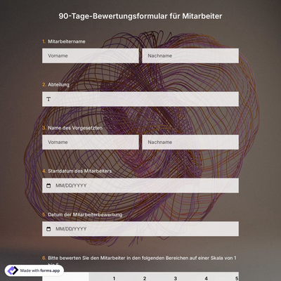 90-Tage-Bewertungsformular für Mitarbeiter