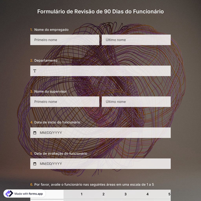 Formulário de Revisão de 90 Dias do Funcionário