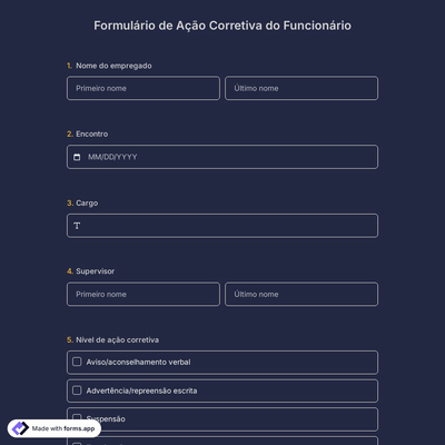 Formulário de Ação Corretiva do Funcionário