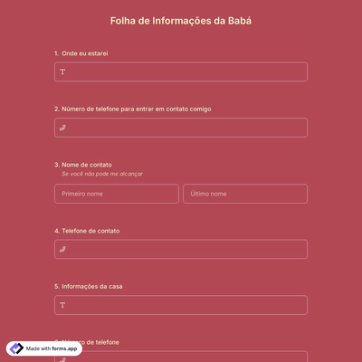 Folha de Informações da Babá