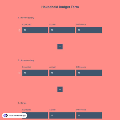 Household Budget Form Template