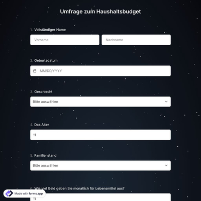 Haushaltsbudget PlanungsFormular