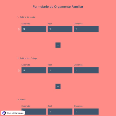Formulário de Orçamento Familiar