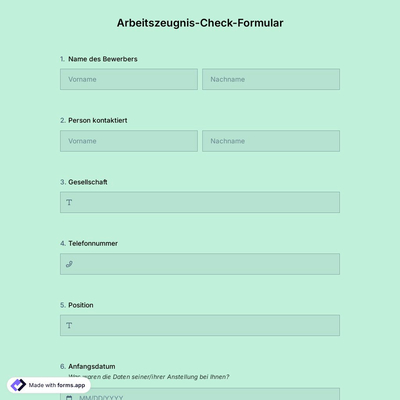 Arbeitszeugnis-Check-Formular