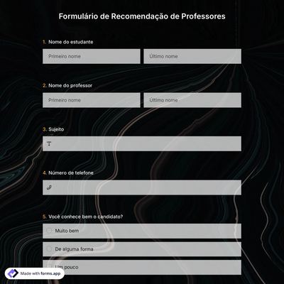 Formulário de Recomendação de Professores
