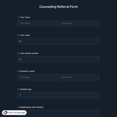 Counseling Referral Form Template