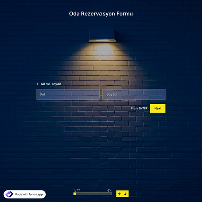 Oda Rezervasyon Formu Şablonu