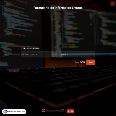 Plantilla de Formulario de Informe de Errores