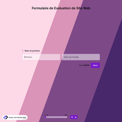 Formulaire de Evaluation de Site Web