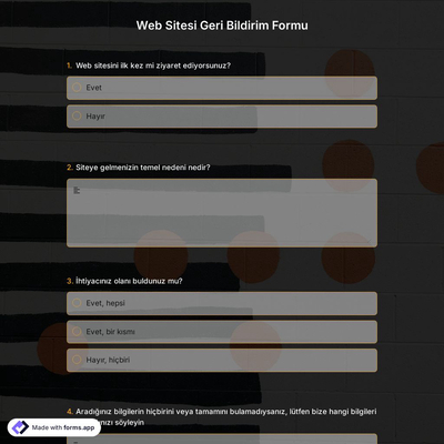 Web Sitesi Geri Bildirim Formu Şablonu