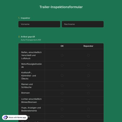Trailer-Inspektionsformular