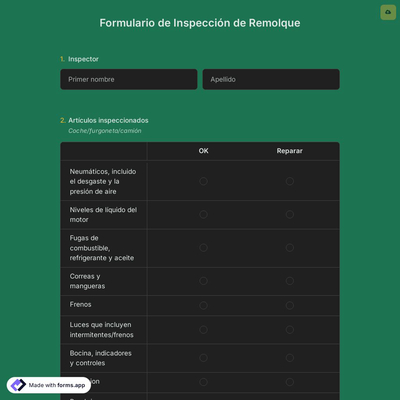 Plantilla de Formulario de Inspección de Remolque