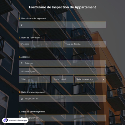 Formulaire de Inspection de Appartement