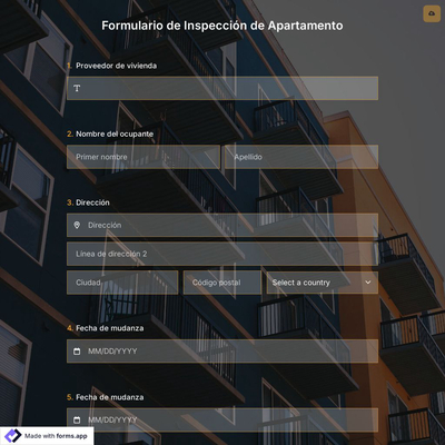 Plantilla de Formulario de Inspección de Apartamento