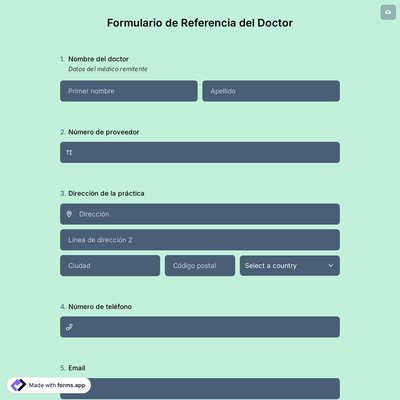 Plantilla de Formulario de Referencia del Doctor