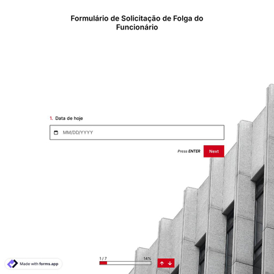 Formulário de Solicitação de Folga do Funcionário