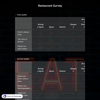 Restaurant Survey Template