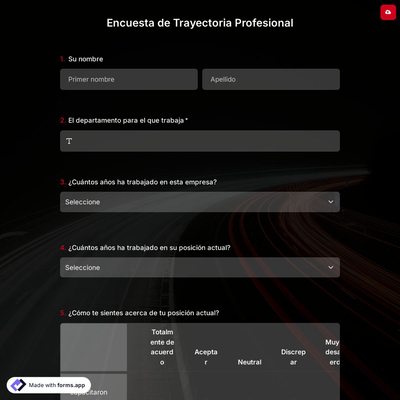 Plantilla de Encuesta de Trayectoria Profesional
